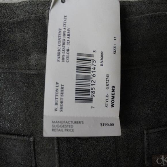 Calvin Klein Khakis Vintage Leather Skirt NEW - Picture 4 of 4